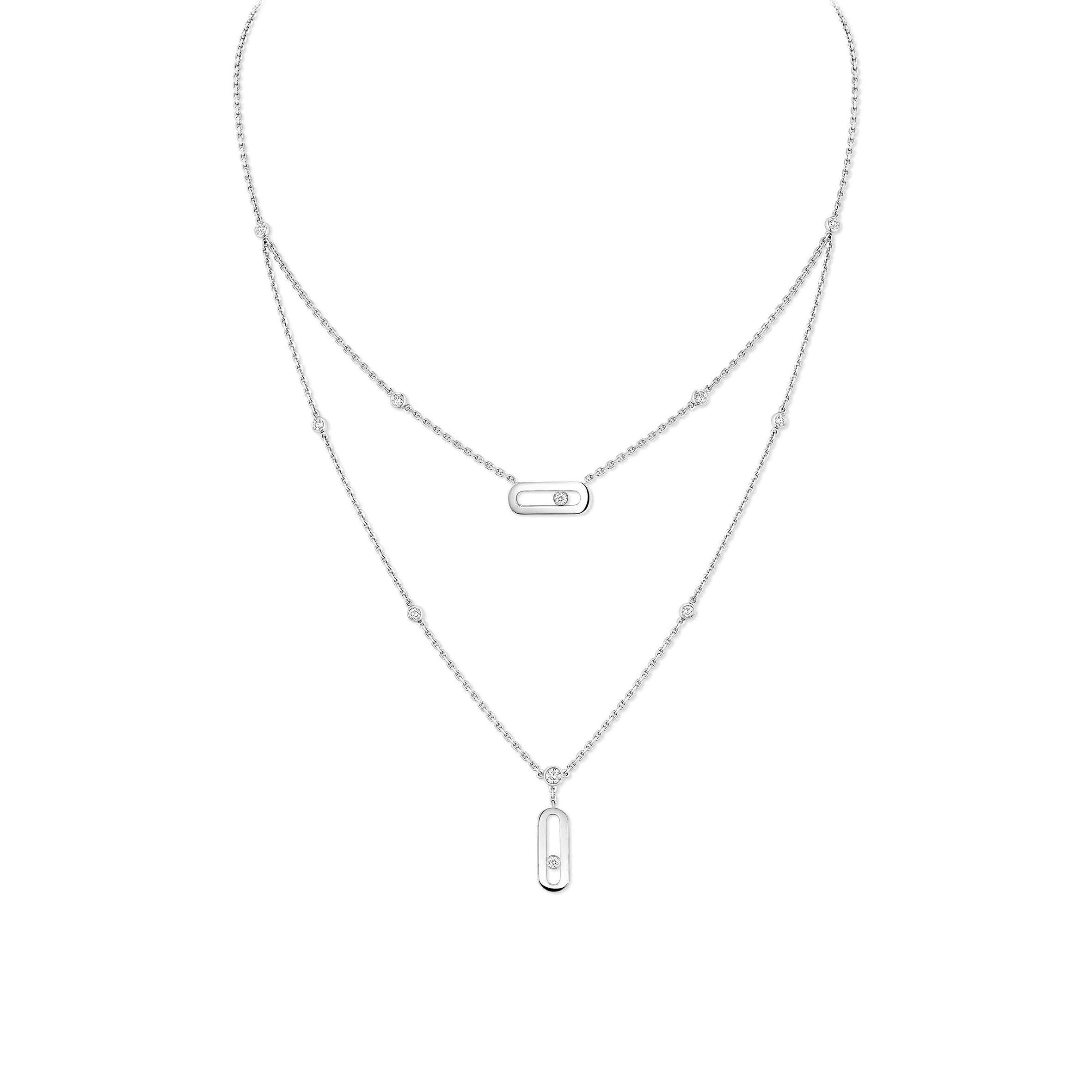 Mes1kaa move uno two-row necklace white gold d1am0nd necklace 08852-wg